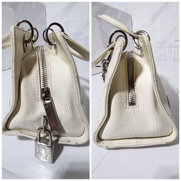 Authentic CHRISTIAN DIOR Calfskin Cannage Stitched Small Lady East West Lady Dio - Picture 8 of 15